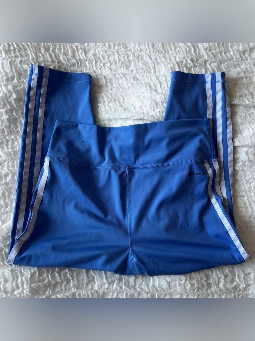 adidas Light Blue Capri Leggings with White Stripes - Picture 6 of 6